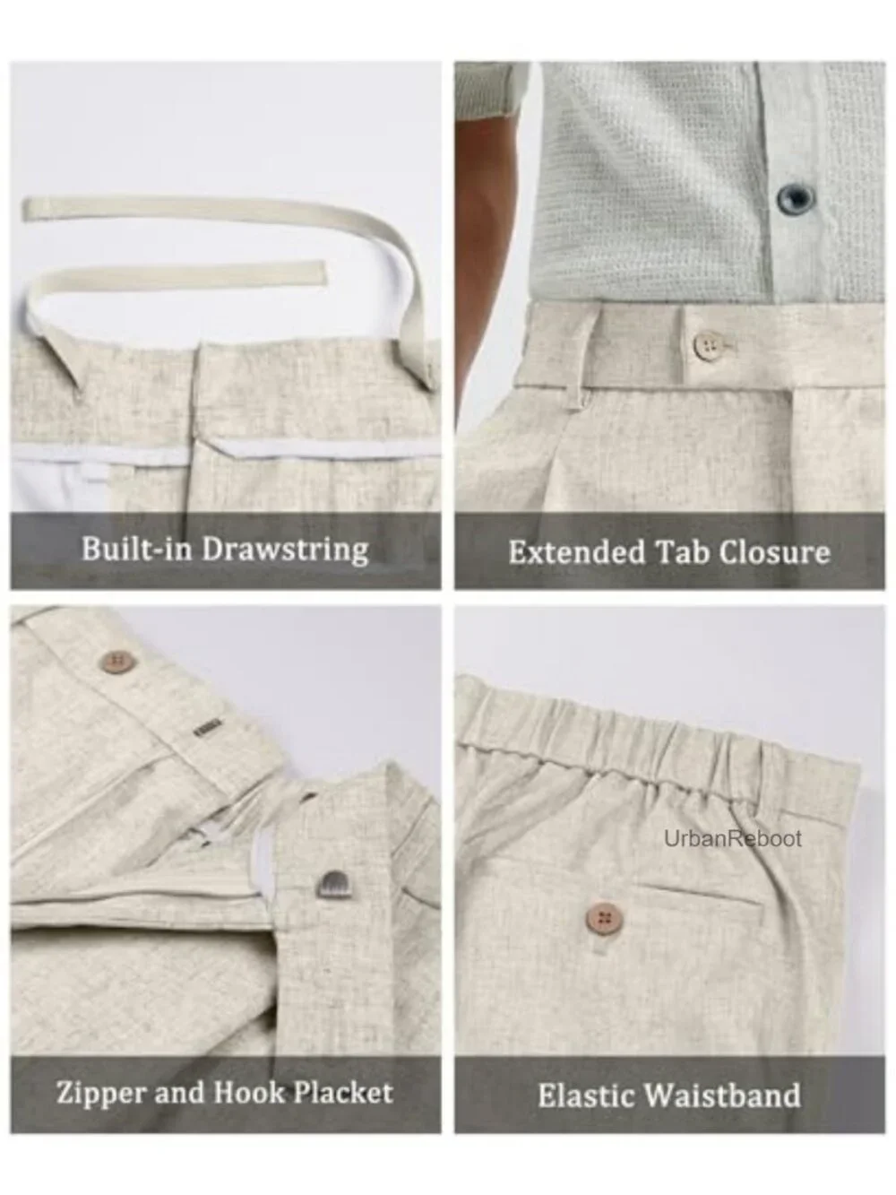 Men's Linen Wide Leg Pleated Dress Pants | Relaxed Fit Elastic Waist Office